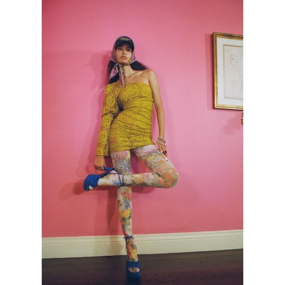 For Love And Lemons NWT Tiana one shoulder yellow lace mini dress - Picture 5 of 16